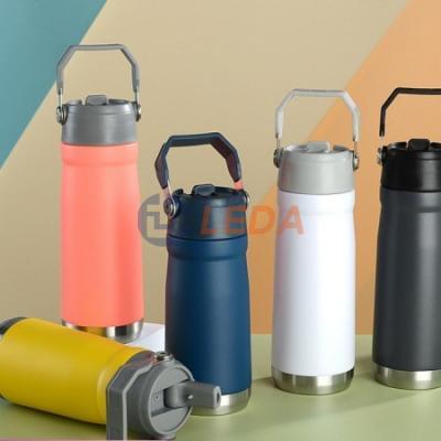 Flip straw water bottle